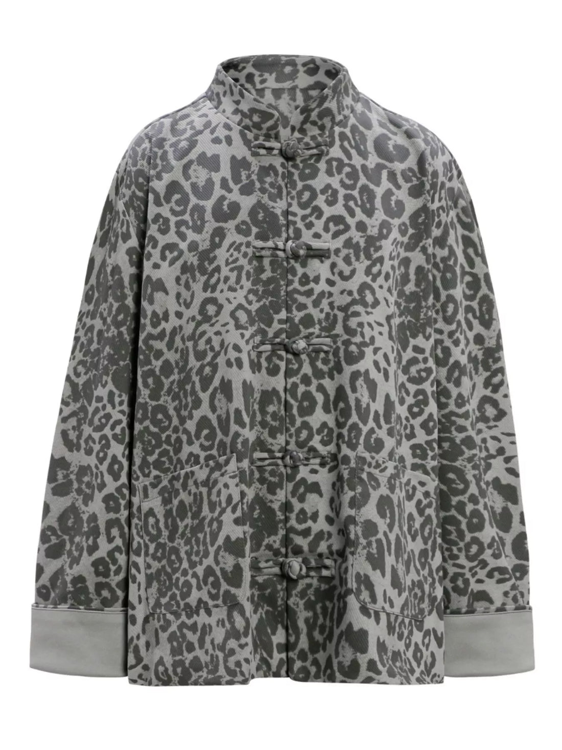 Men's Leopard Button Up Long Sleeve Shirt - cas7m