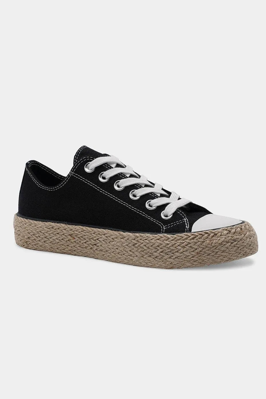 Beast Fashion Lace Up Woven Espadrille Sole Sneakers - cas7m