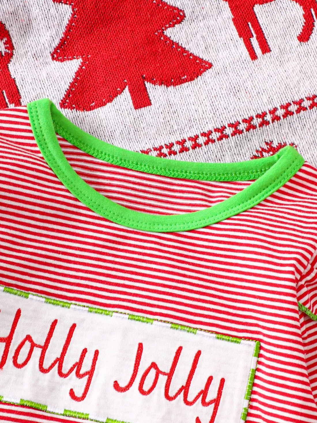 Children's Christmas-Themed Striped Snapped Legs Jumpsuit - cas7m