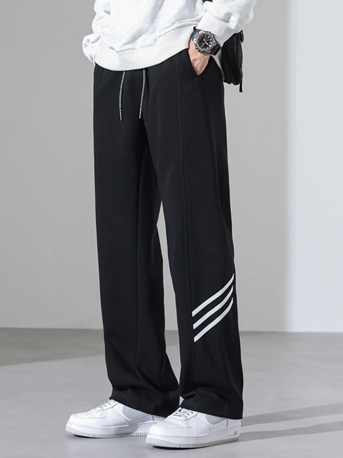 Men's Full Size Casual Loose Fit Sweatpants with Stripes Plus Size - cas7m