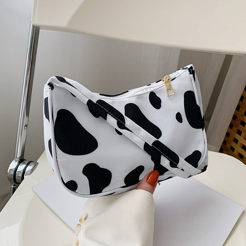 Women Handbag Butterfly Cow Leopard Printed Pattern Underarm Bags Small Shoulder Bag - cas7m