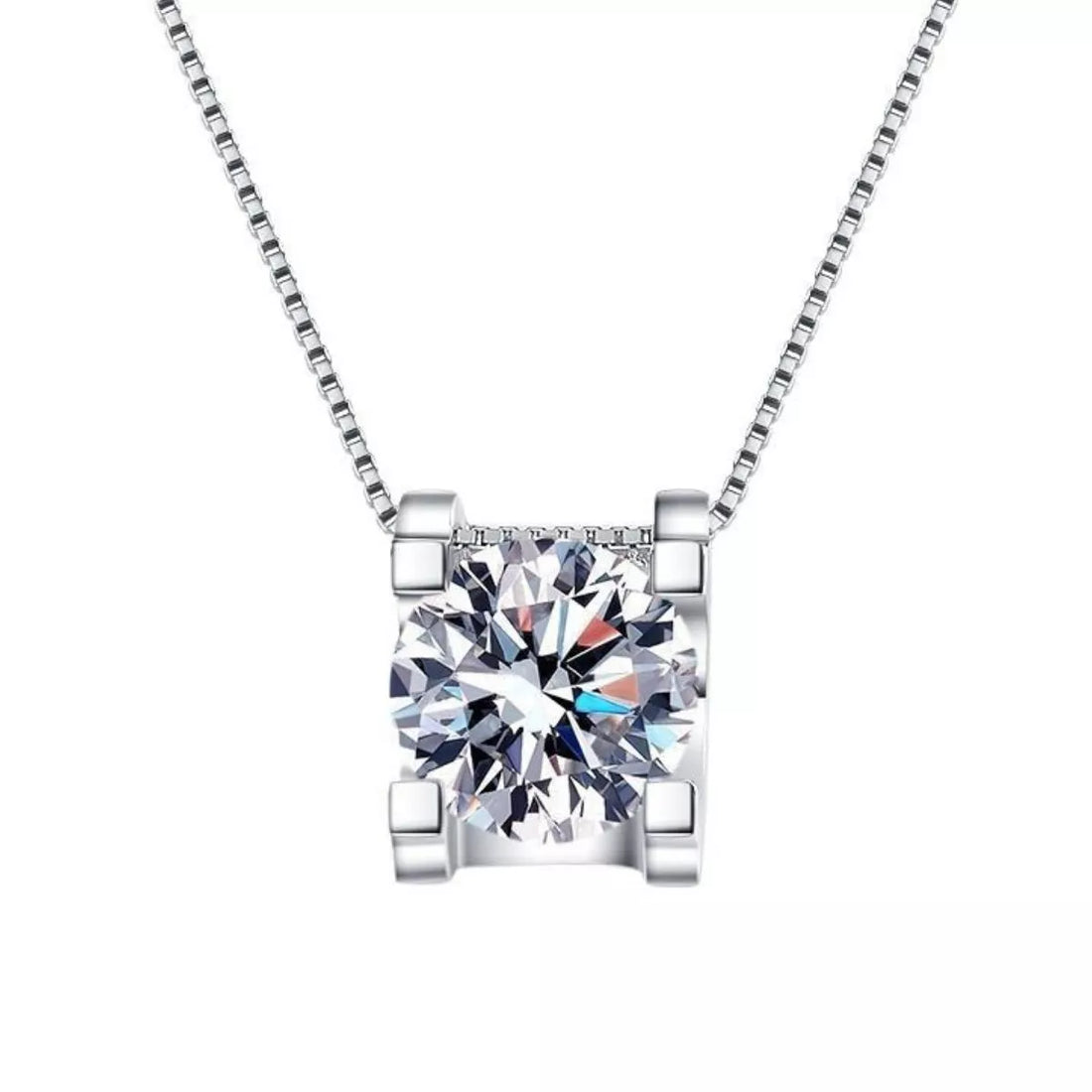 1 Carat 925 Sterling Silver Moissanite Pendant Necklace - cas7m