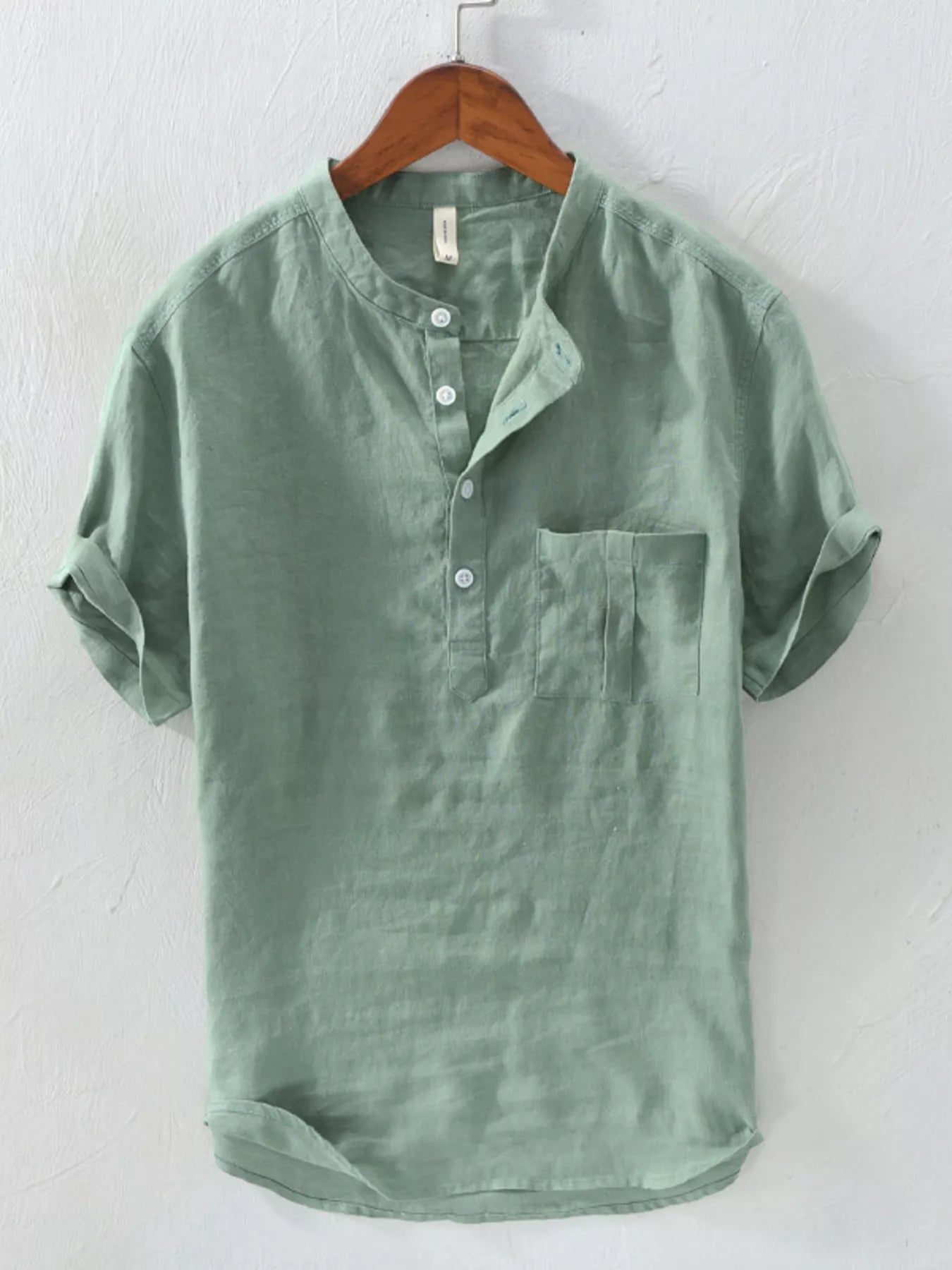 Men's Plus Size Button Detail Short Sleeve Shirt - cas7m