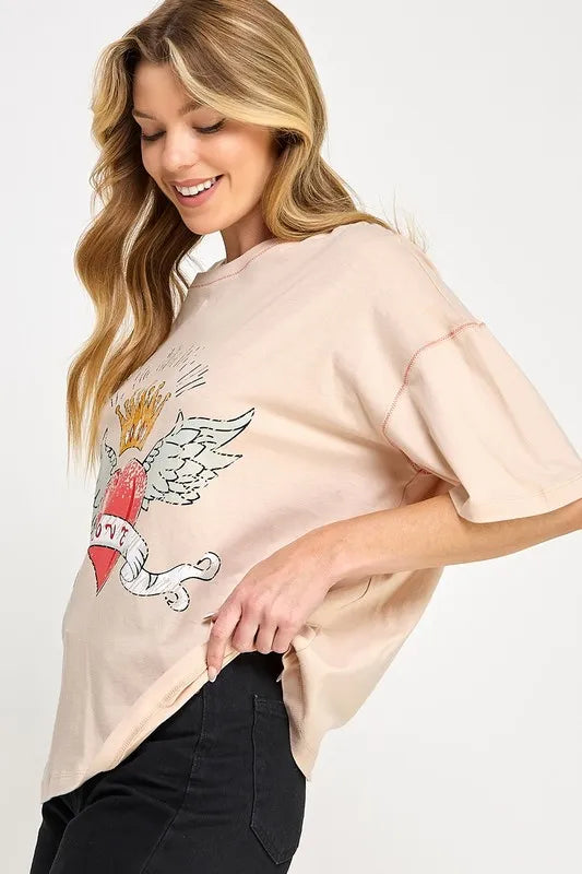 SAGE+FIG Love-Inpired Graphic Oversized T-Shirt - cas7m
