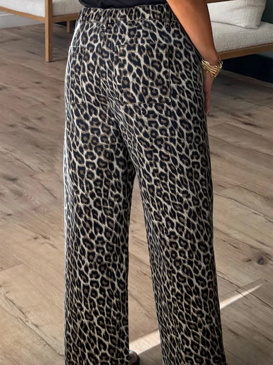 Leopard Straight Loose Leg Jeans - cas7m