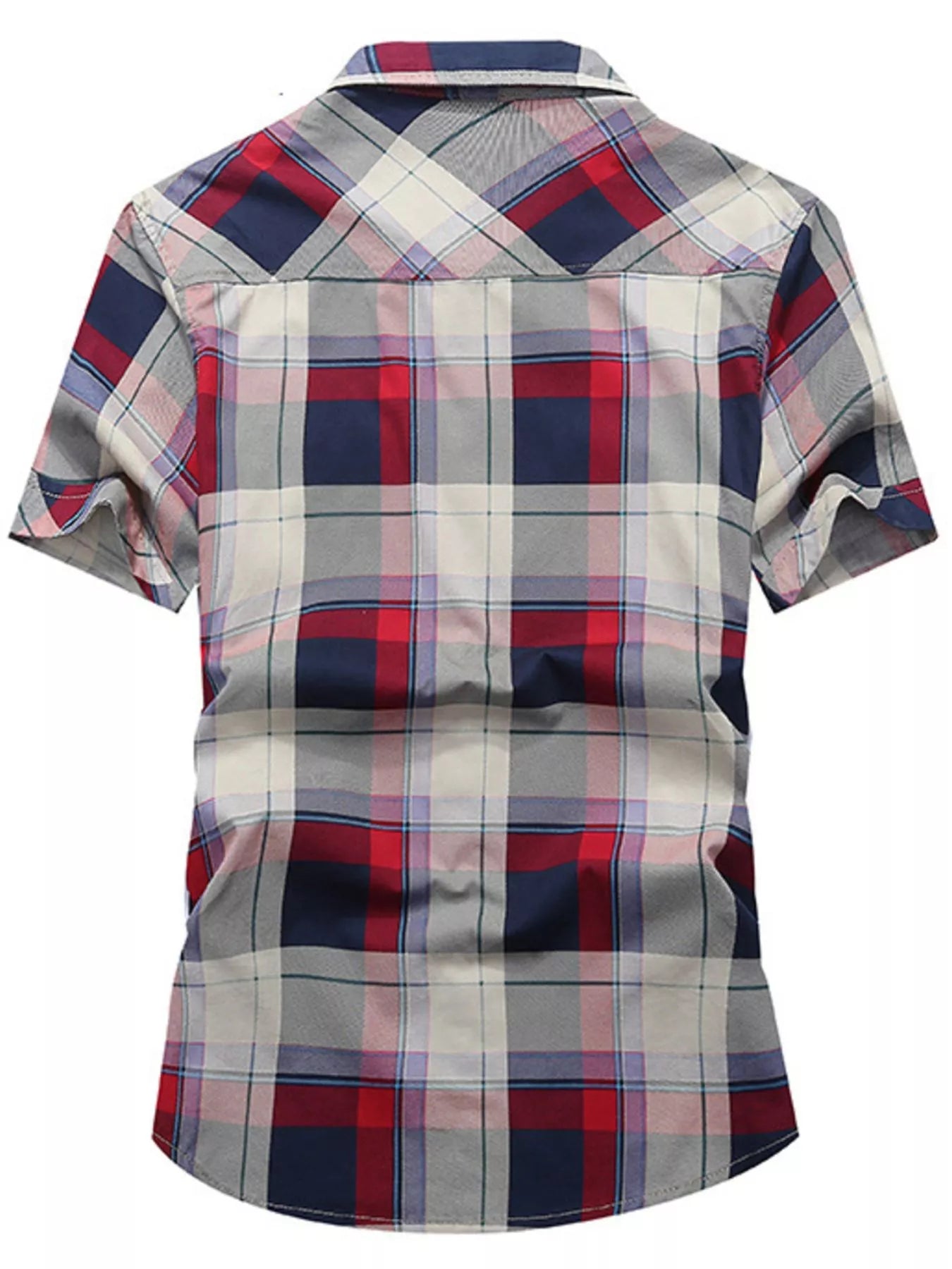 Men's Full Size Casual Plaid Short Sleeve Shirt Plus Size - cas7m