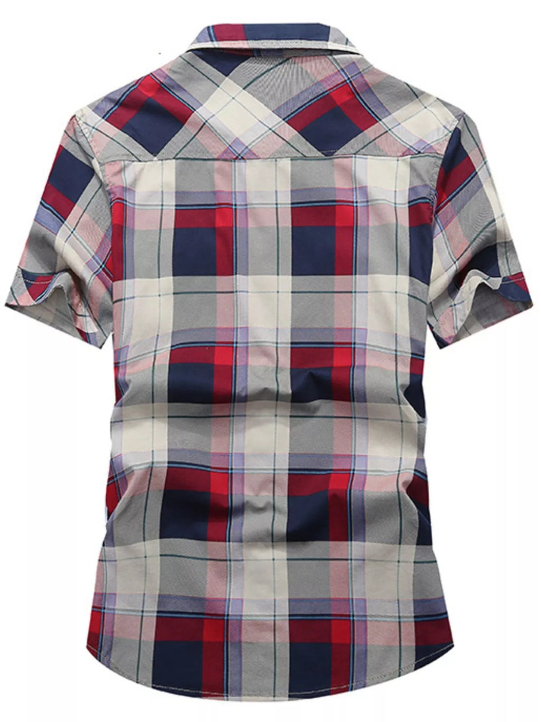 Men's Full Size Casual Plaid Short Sleeve Shirt Plus Size - cas7m