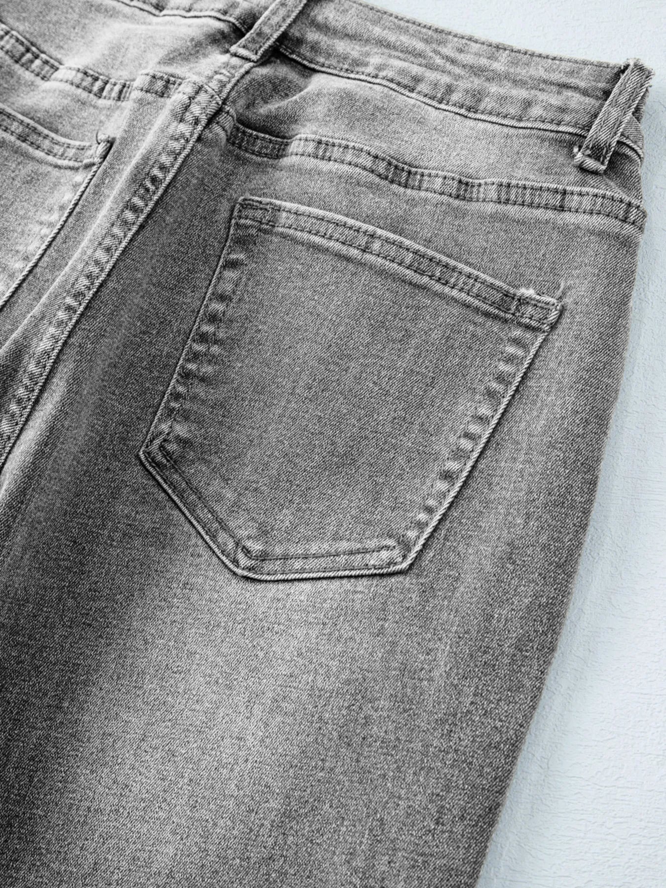 High Waist Wide Leg Washed Jeans - cas7m