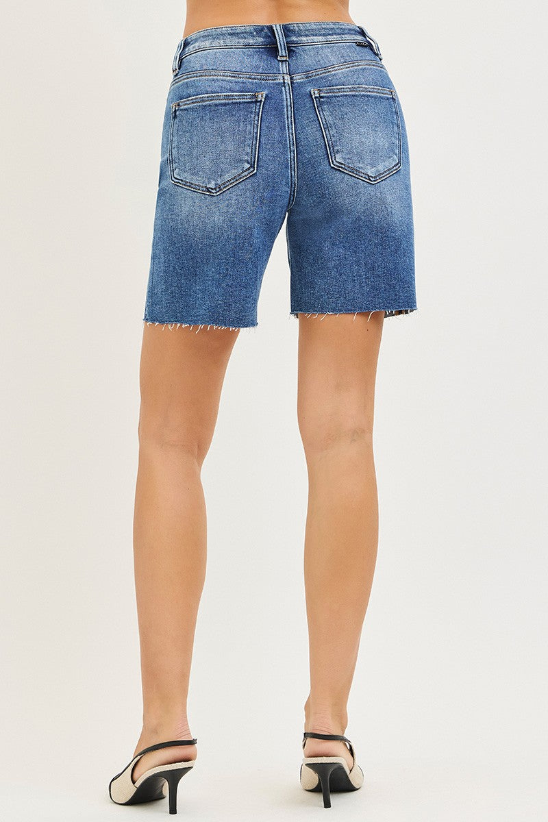 RISEN Tummy Control High Rise Raw Cut Hem Jhorts - cas7m