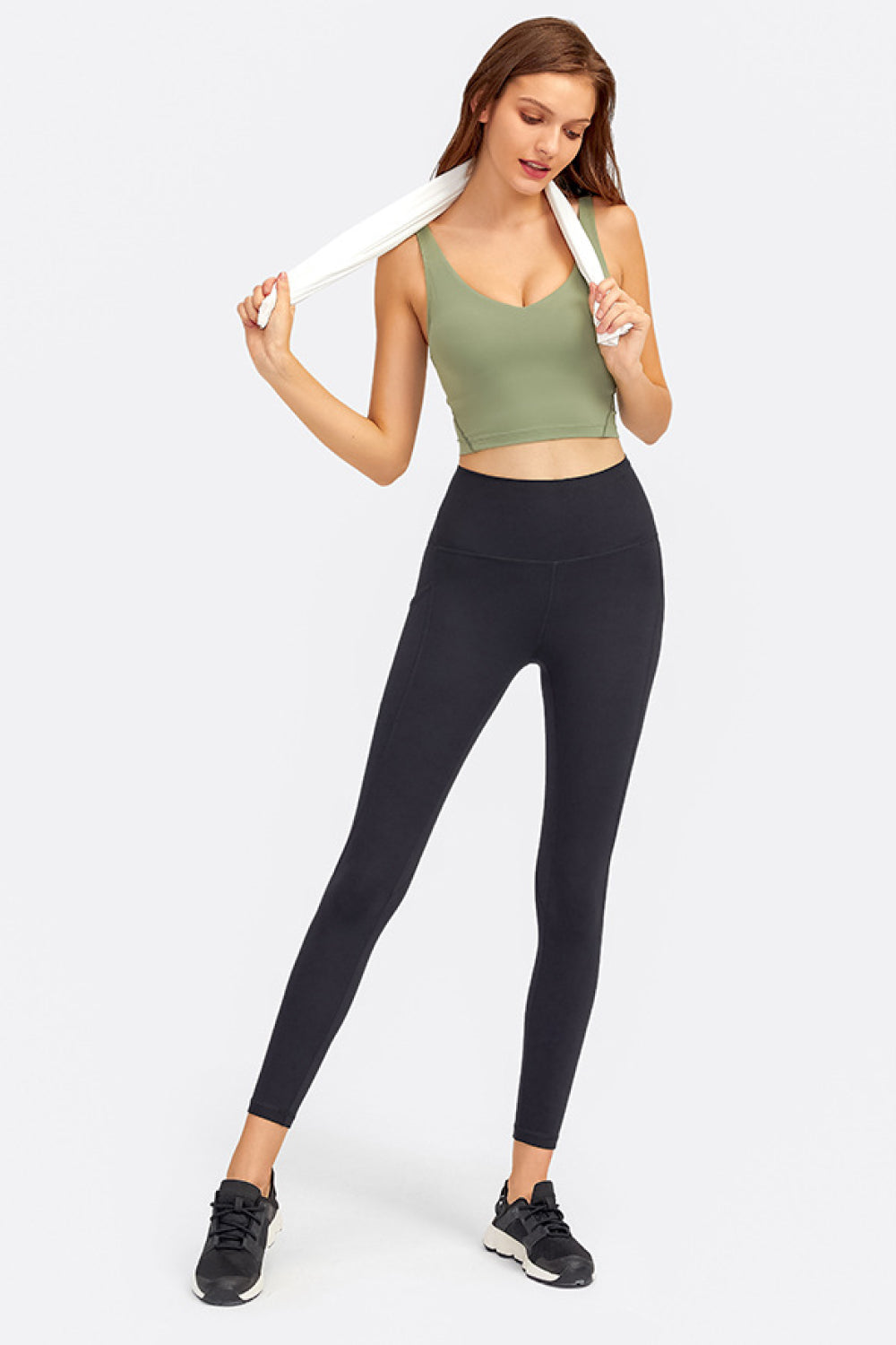 Millennia Deep V-Neck Crop Sports Bra - cas7m