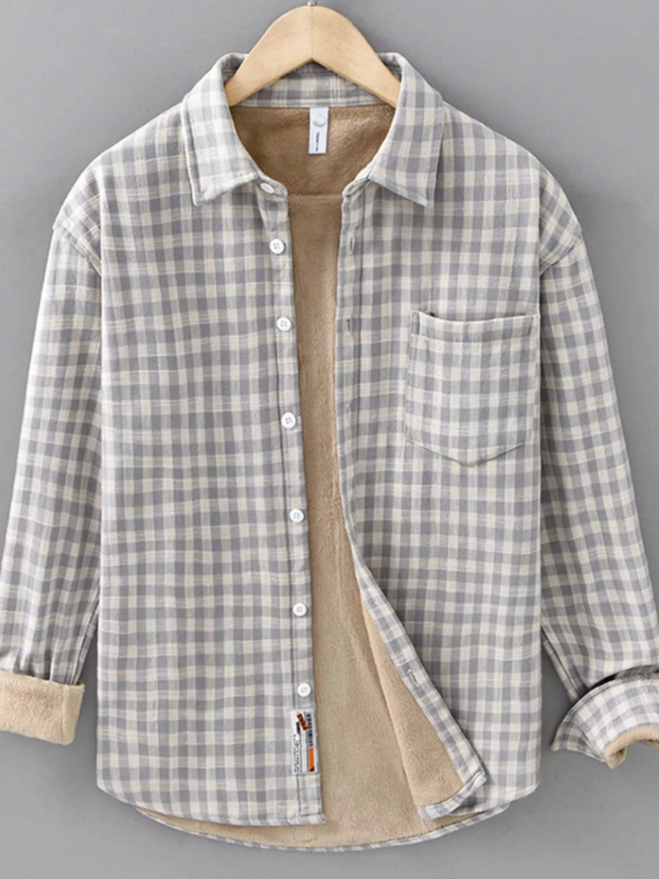 Men's Plus Size Plaid Casual Long Sleeve Shirt - cas7m