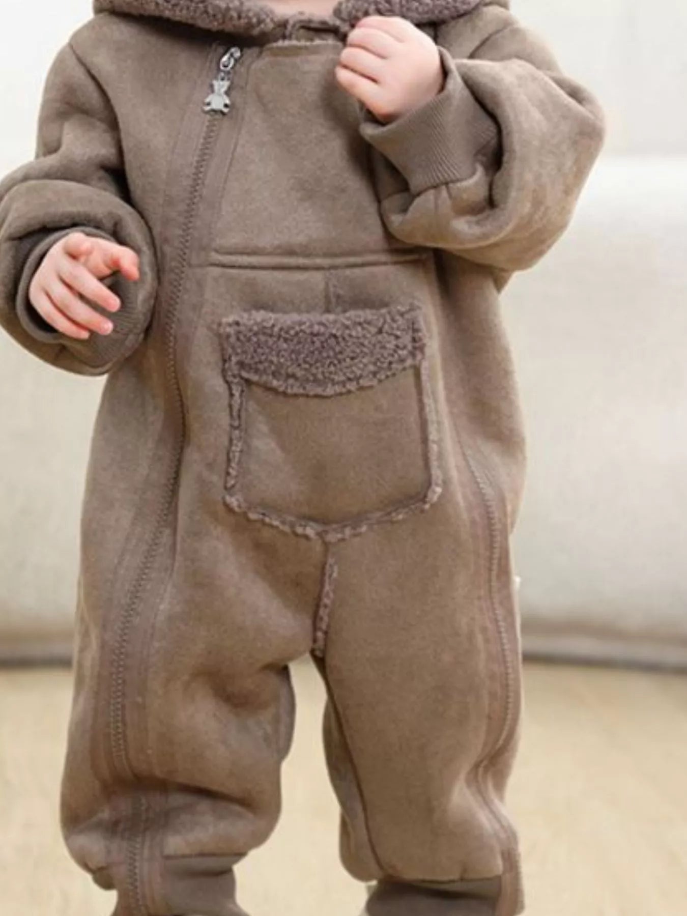 Children's Fleece Hooded One-Piece Jumpsuit - cas7m
