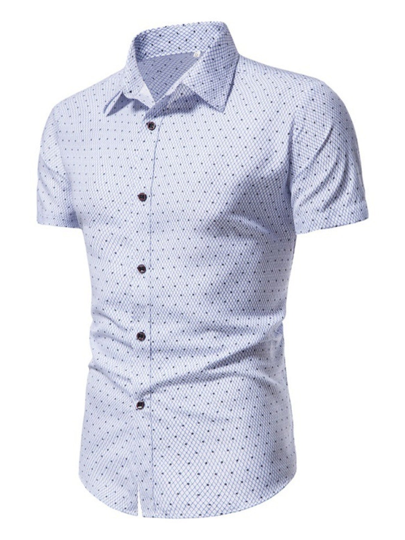 Men's Slim Fit Short Sleeve Dotted Shirt - cas7m