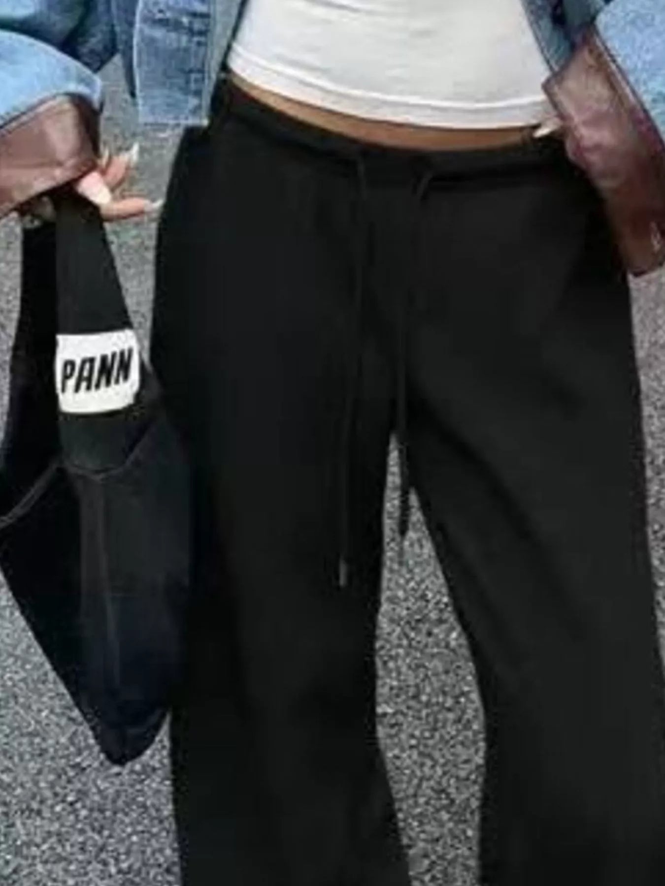 Wide Leg Drawstring Sweatpants - cas7m