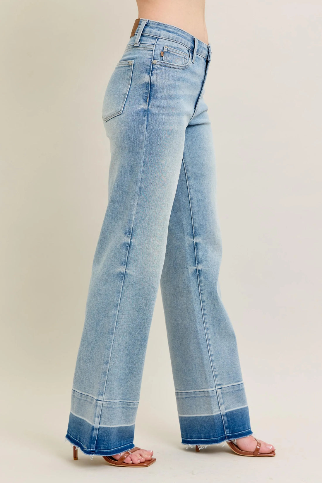 Judy Blue Full Size Mr Release Hem Wide Leg Jeans Plus Size - cas7m