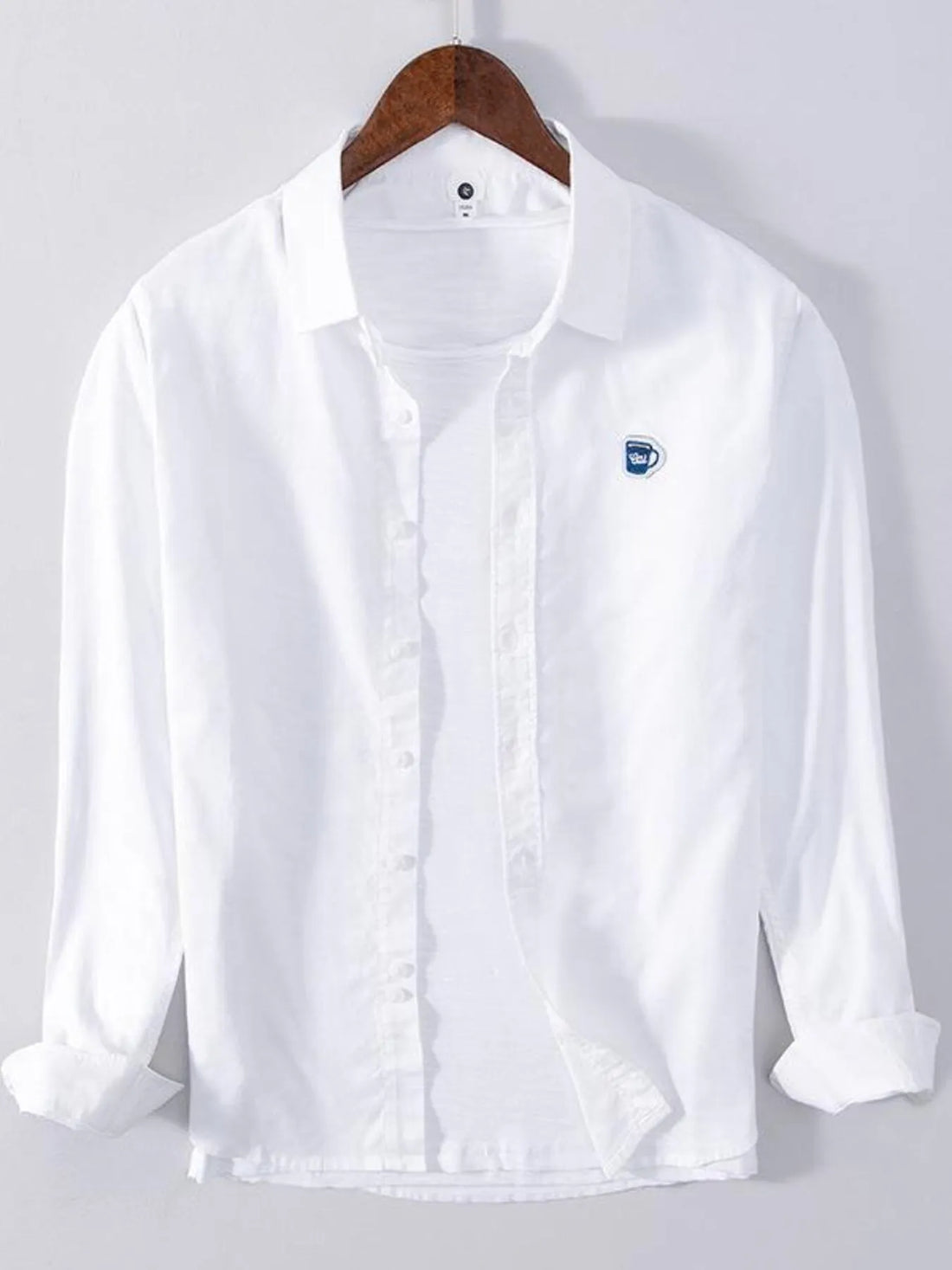 Men's Plus Size Button Up Long Sleeve Shirt - cas7m