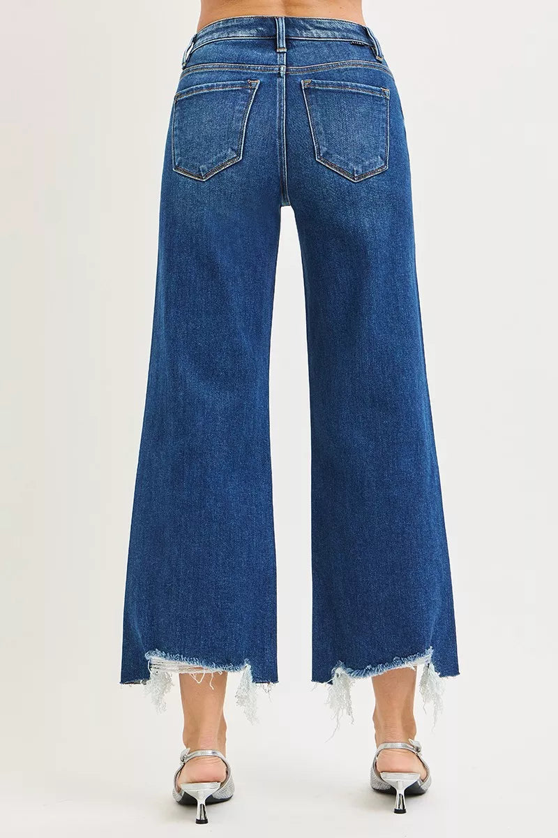 RISEN High Rise Crop Wide Leg Jeans - cas7m
