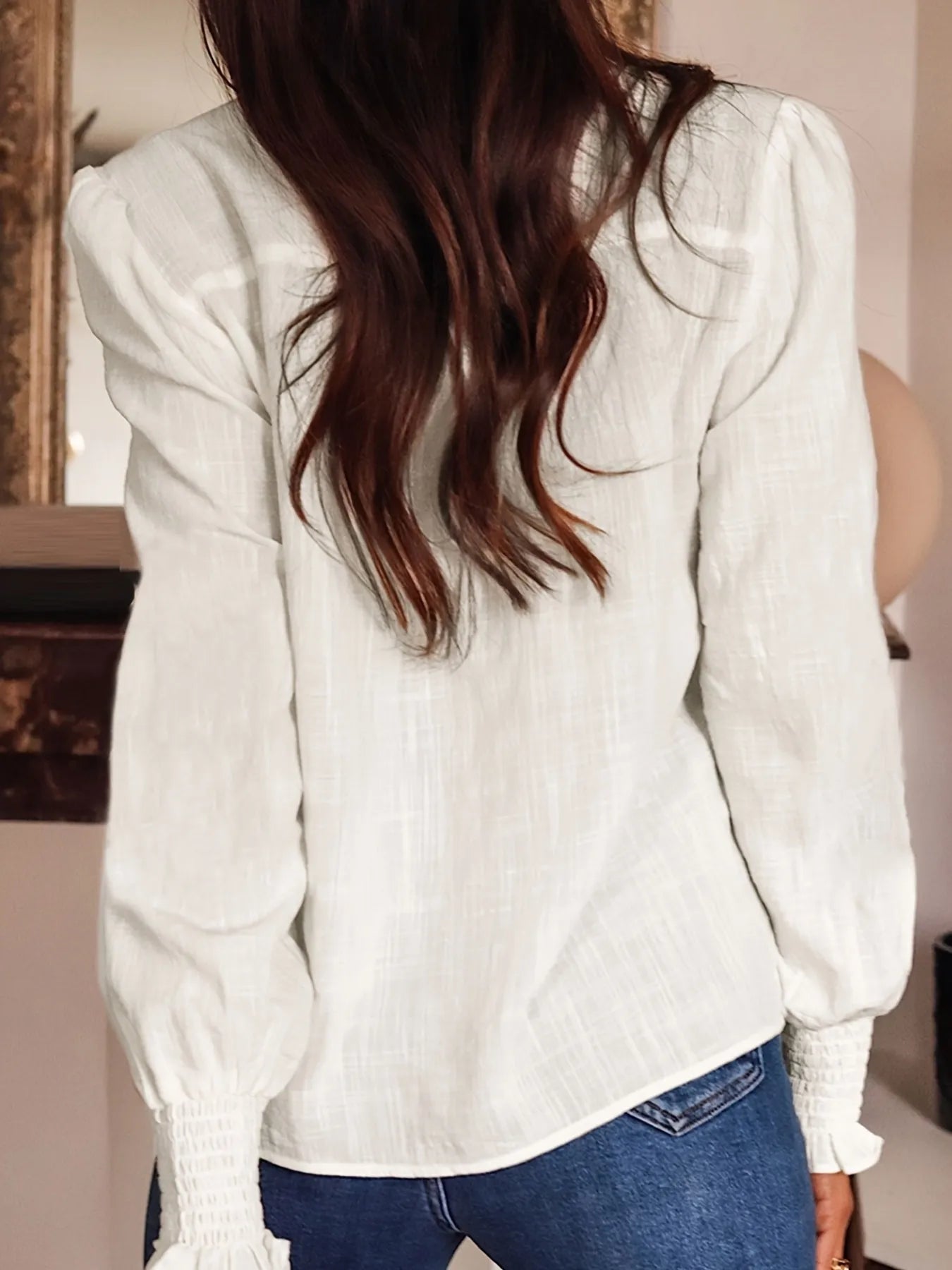 Embroidered Long Sleeve Blouse - cas7m