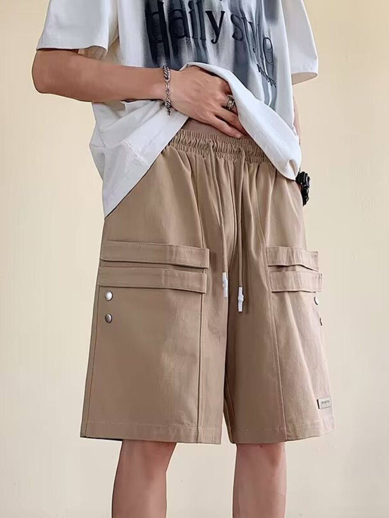 Men's Plus Size Casual Cargo Shorts with Pockets - cas7m