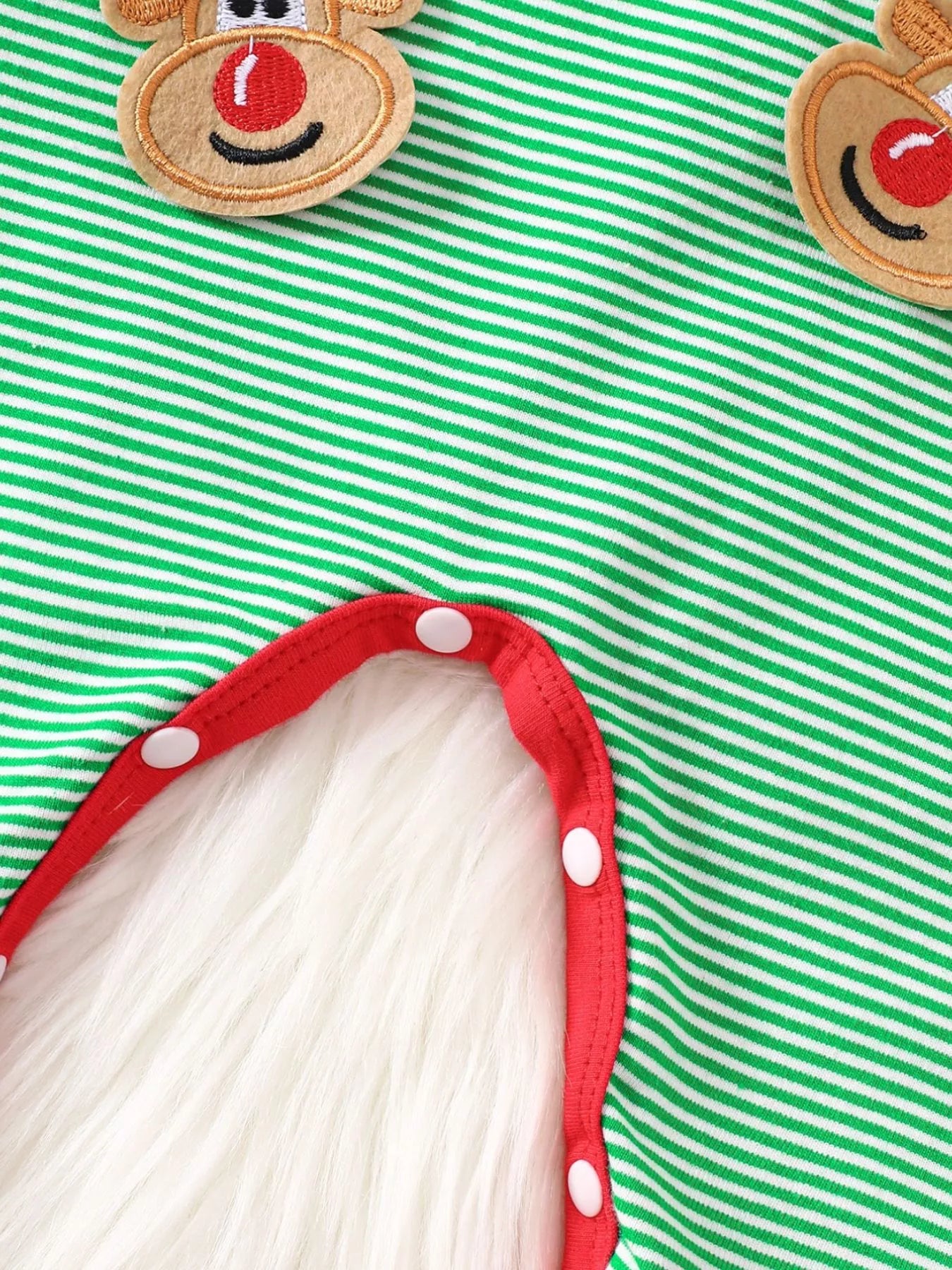 Children's Christmas-Themed Striped Snapped Legs Jumpsuit - cas7m