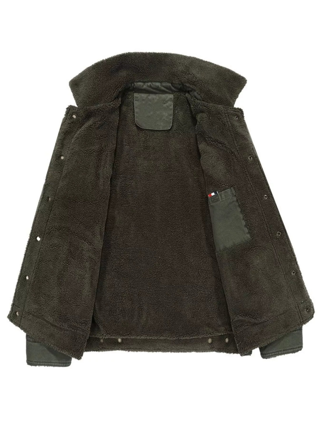 Men's Plus Size Solid Color Sherpa Lined Jacket - cas7m