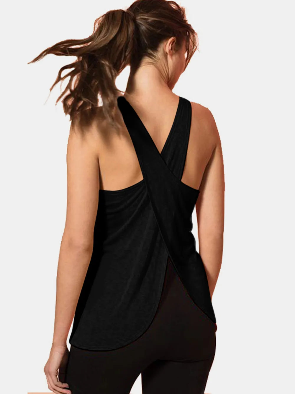 Crisscross Scoop Neck Active Tank - cas7m