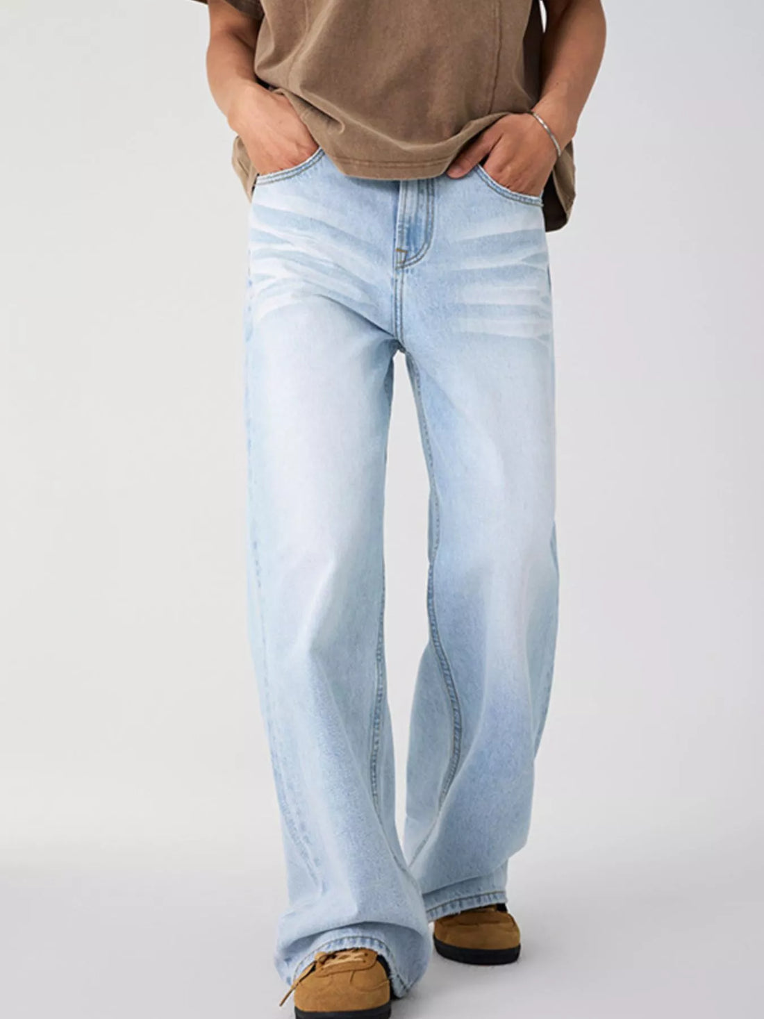 Men's Wash Wide Leg Jeans - cas7m