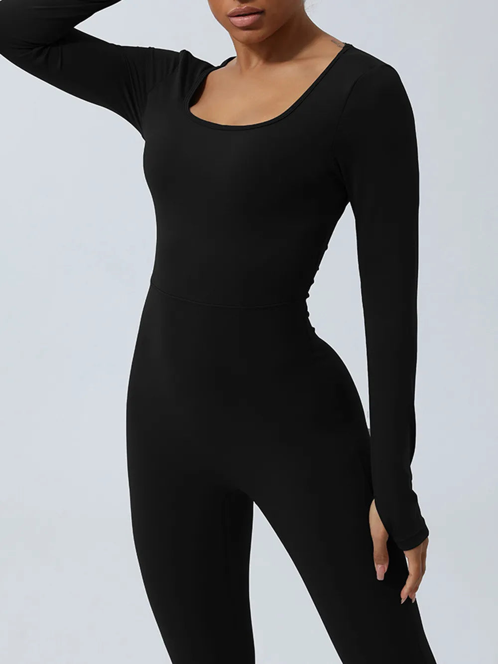 Twisted Backless Long Sleeve Jumpsuit - cas7m