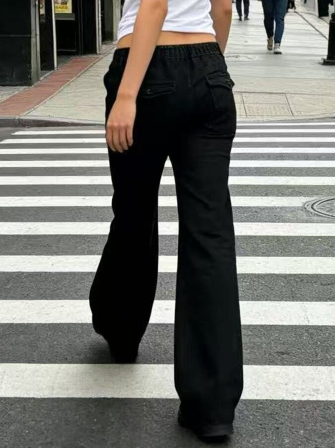 Wide Leg Contrast Stitching Jeans - cas7m