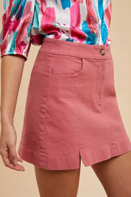 Annie Wear Comfort Stretch Cotton Slit Detailed Mini Skirt - cas7m