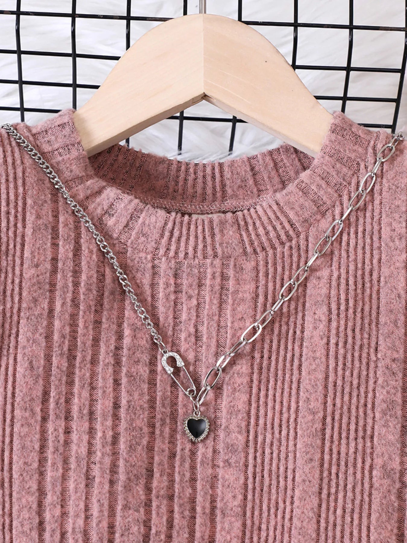 Children's Ribbed Knit Long Sleeve Dress - cas7m