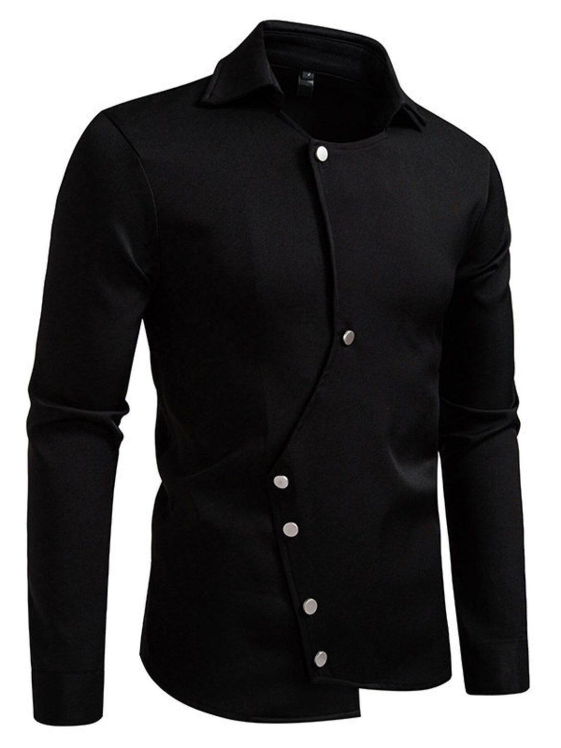 Men's Asymmetrical Button-Down Long Sleeve Shirt - cas7m