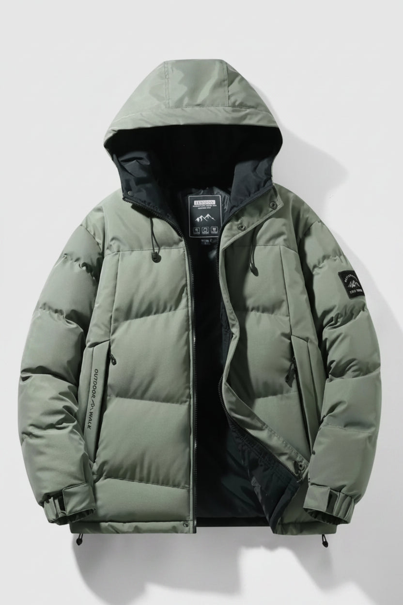 Men's Full Size Outdoor Padded Hooded Puffer Jacket Plus Size - cas7m