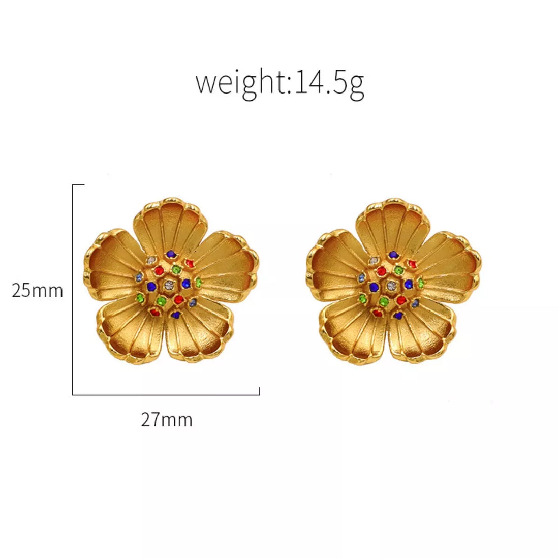 18K Gold-Plated Flower Earrings - cas7m