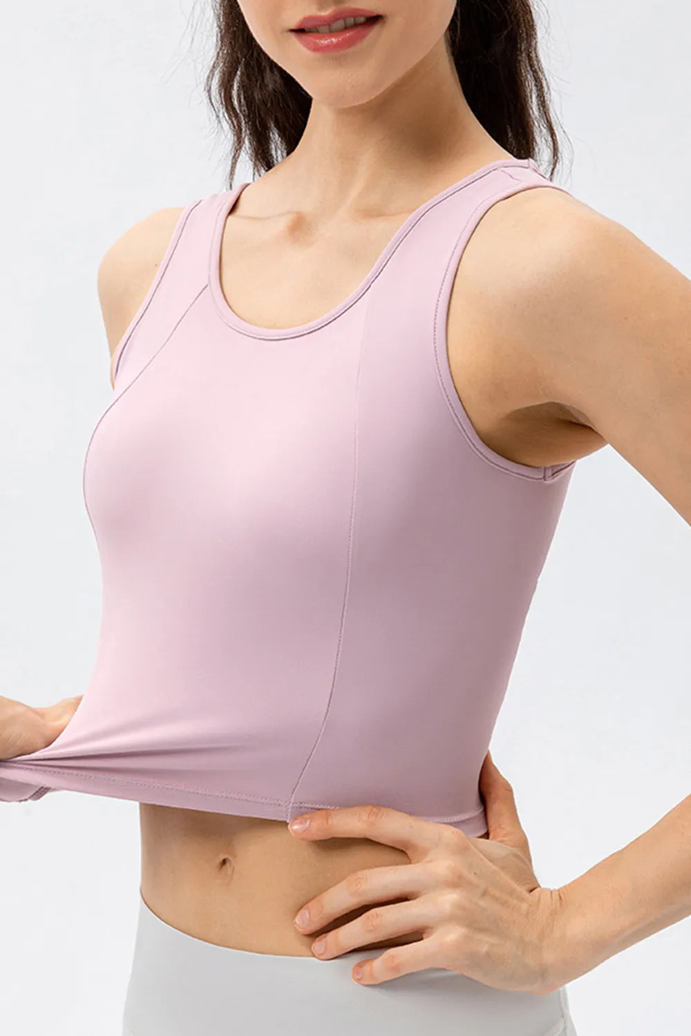 Round Neck Wide Strap Active Tank - cas7m