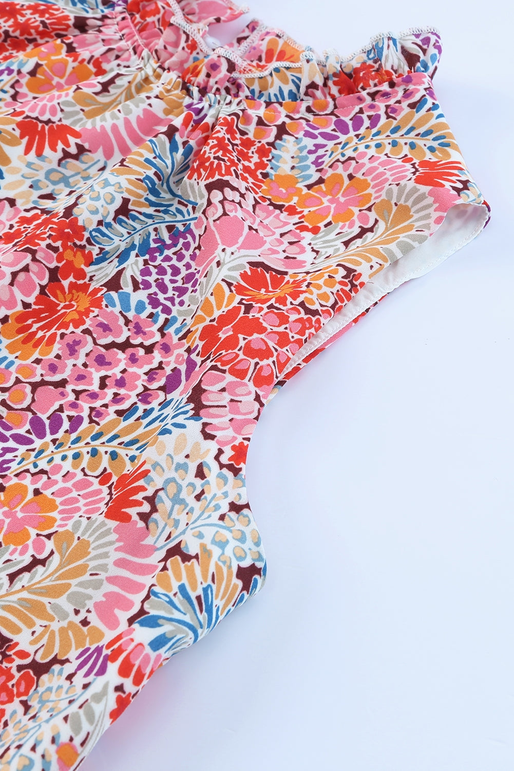 Floral Mock Neck Tank Top - cas7m