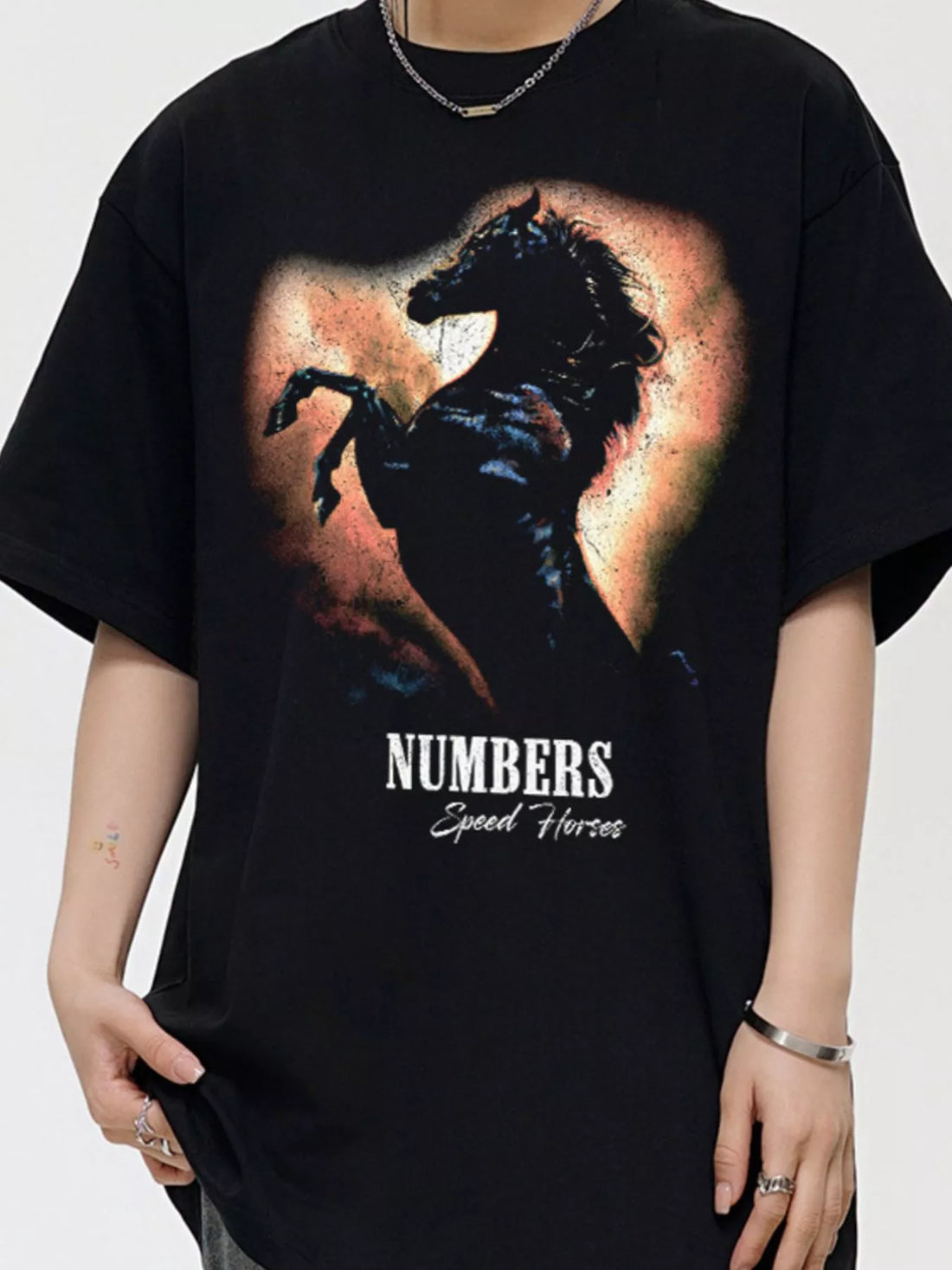 Men's Vintage Washed Horse Graphic T-Shirt - cas7m