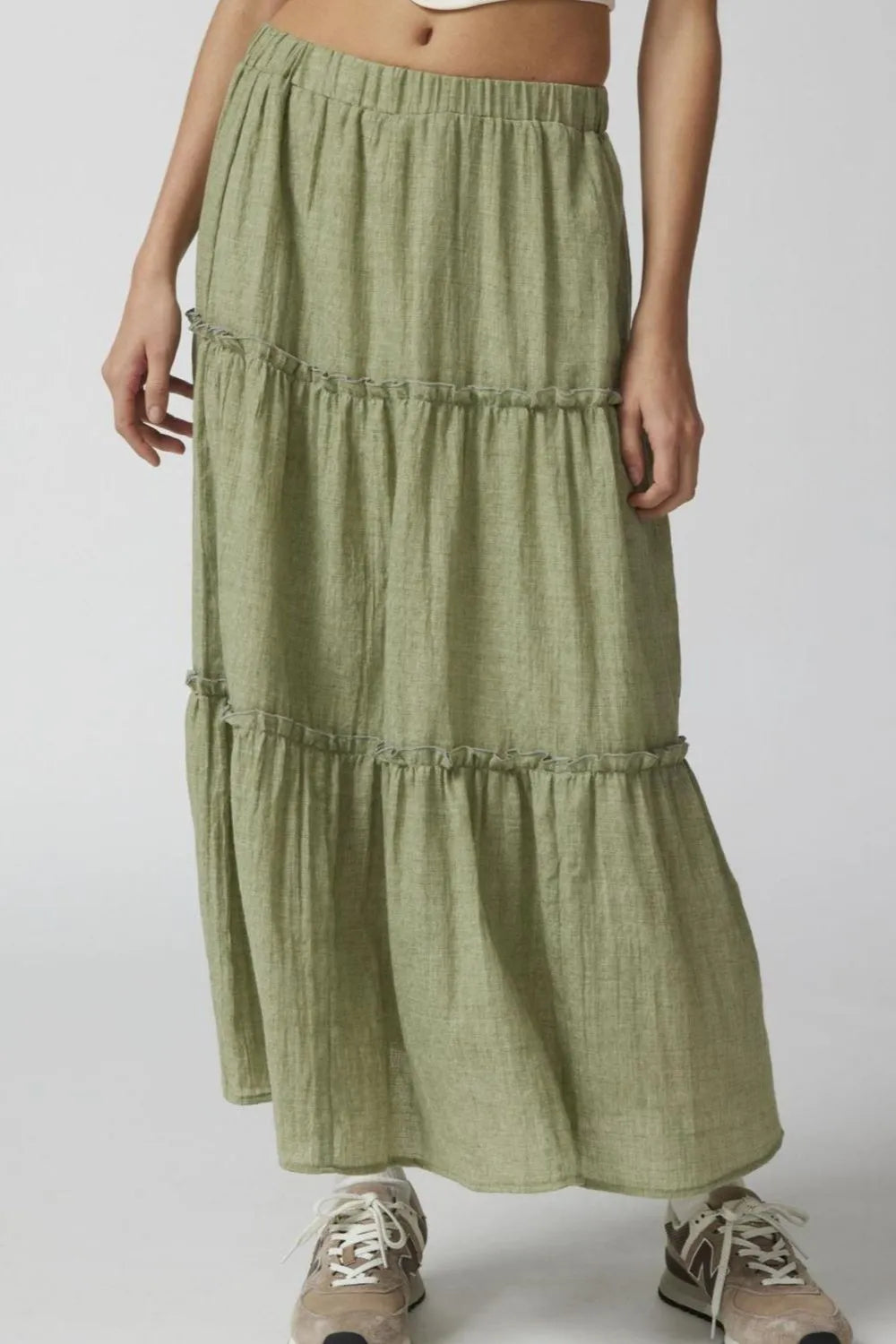 Frill Elastic Waist Skirt - cas7m