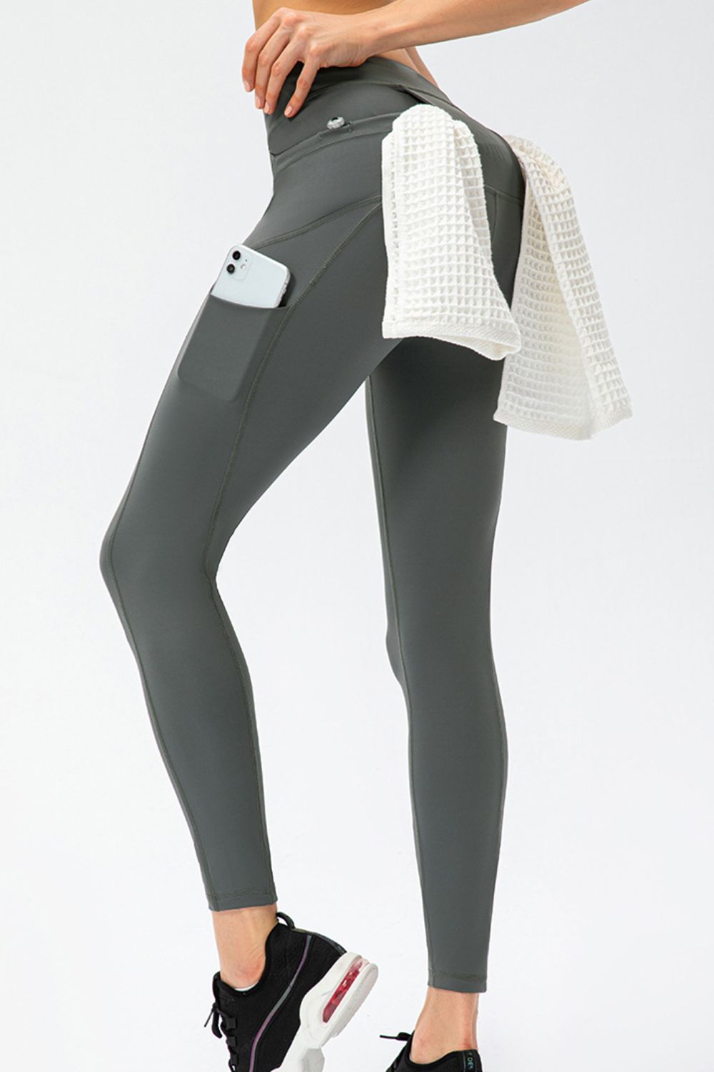 Full Size Slim Fit High Waist Long Sports Pants with Pockets - cas7m