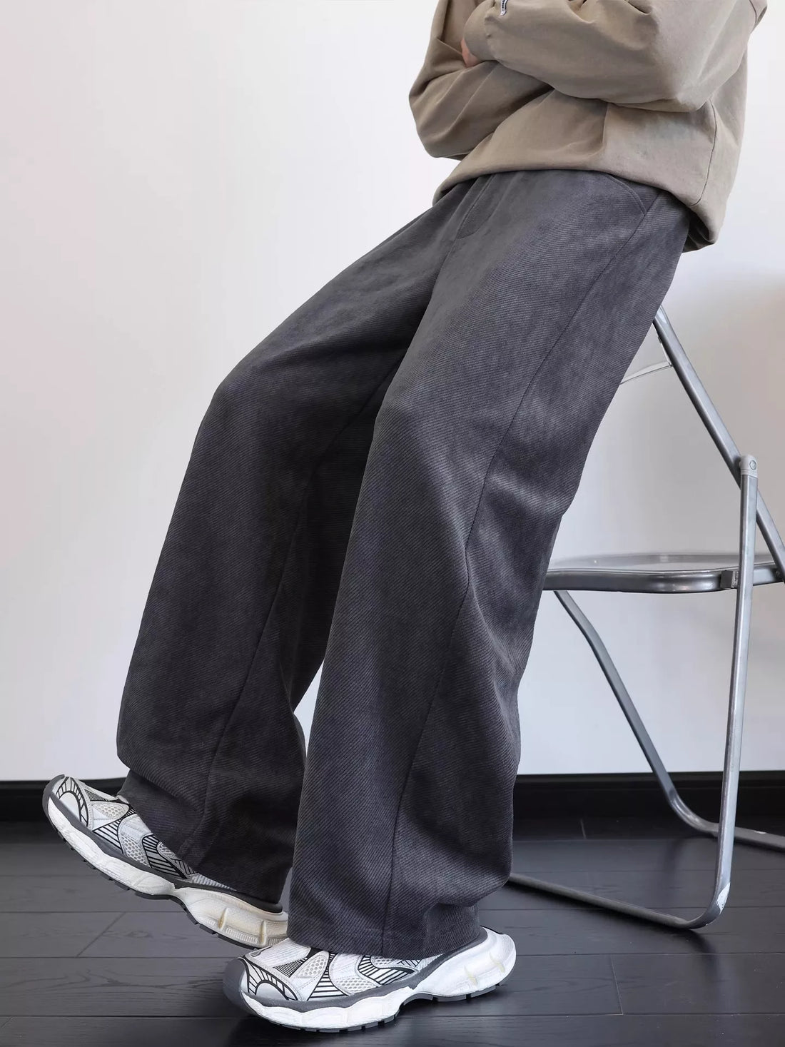 Men's Plus Size Vintage Washed Wide Leg Pants - cas7m