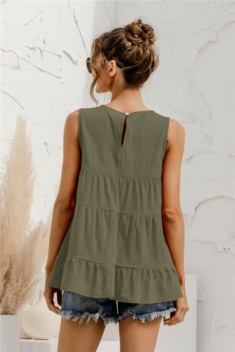 Round Neck Tiered Tank - cas7m