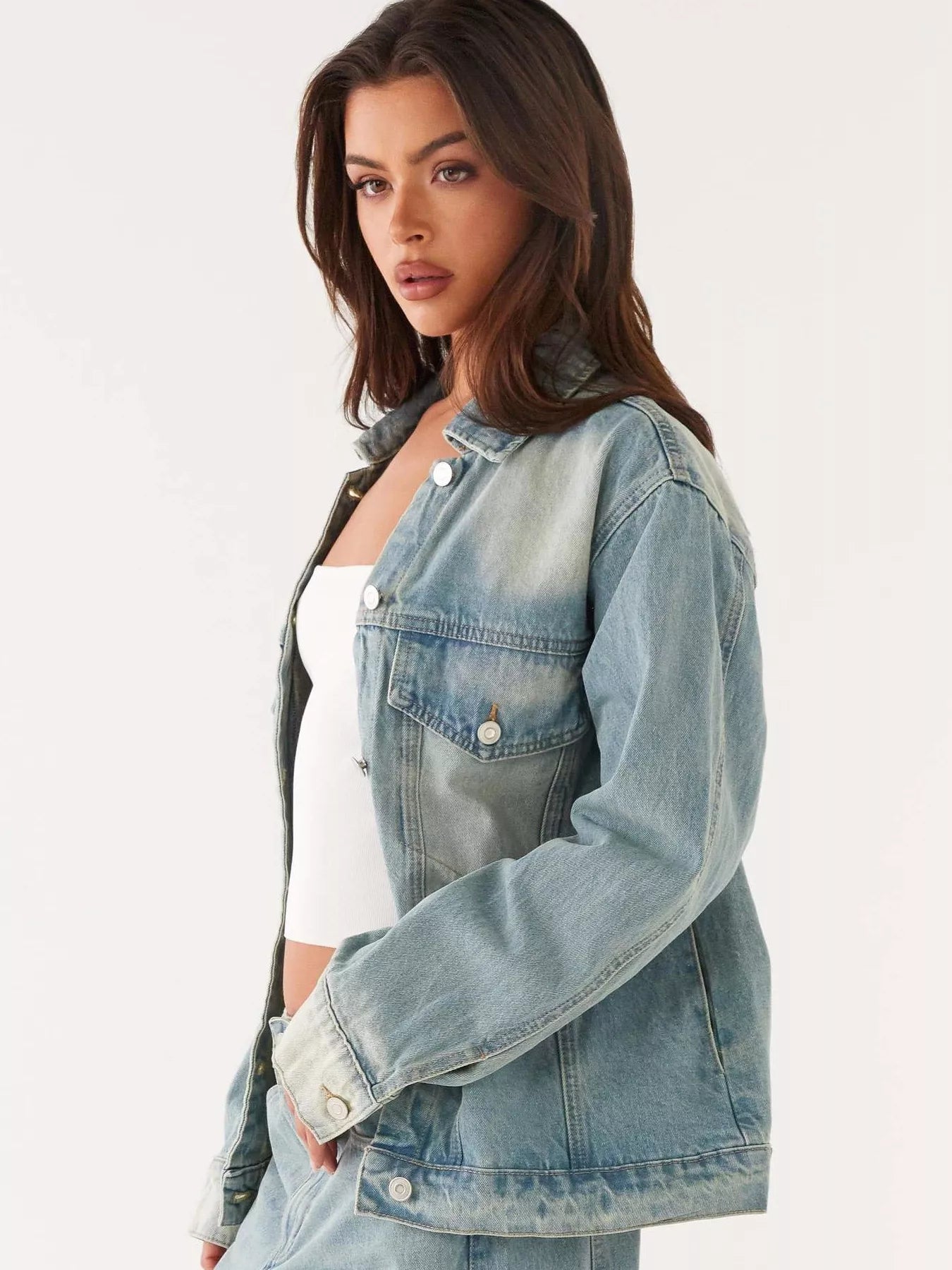 Button Up Denim Jacket and Jeans Set - cas7m