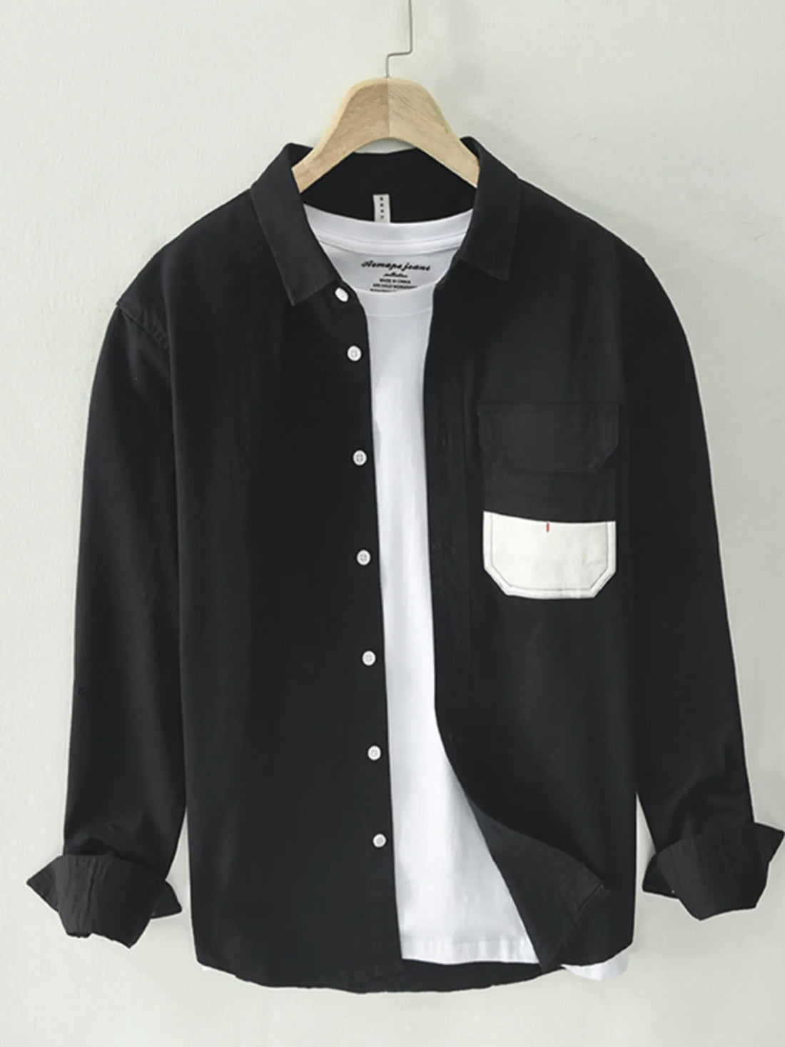 Men's Plus Size Button Up Long Sleeve Shirt - cas7m