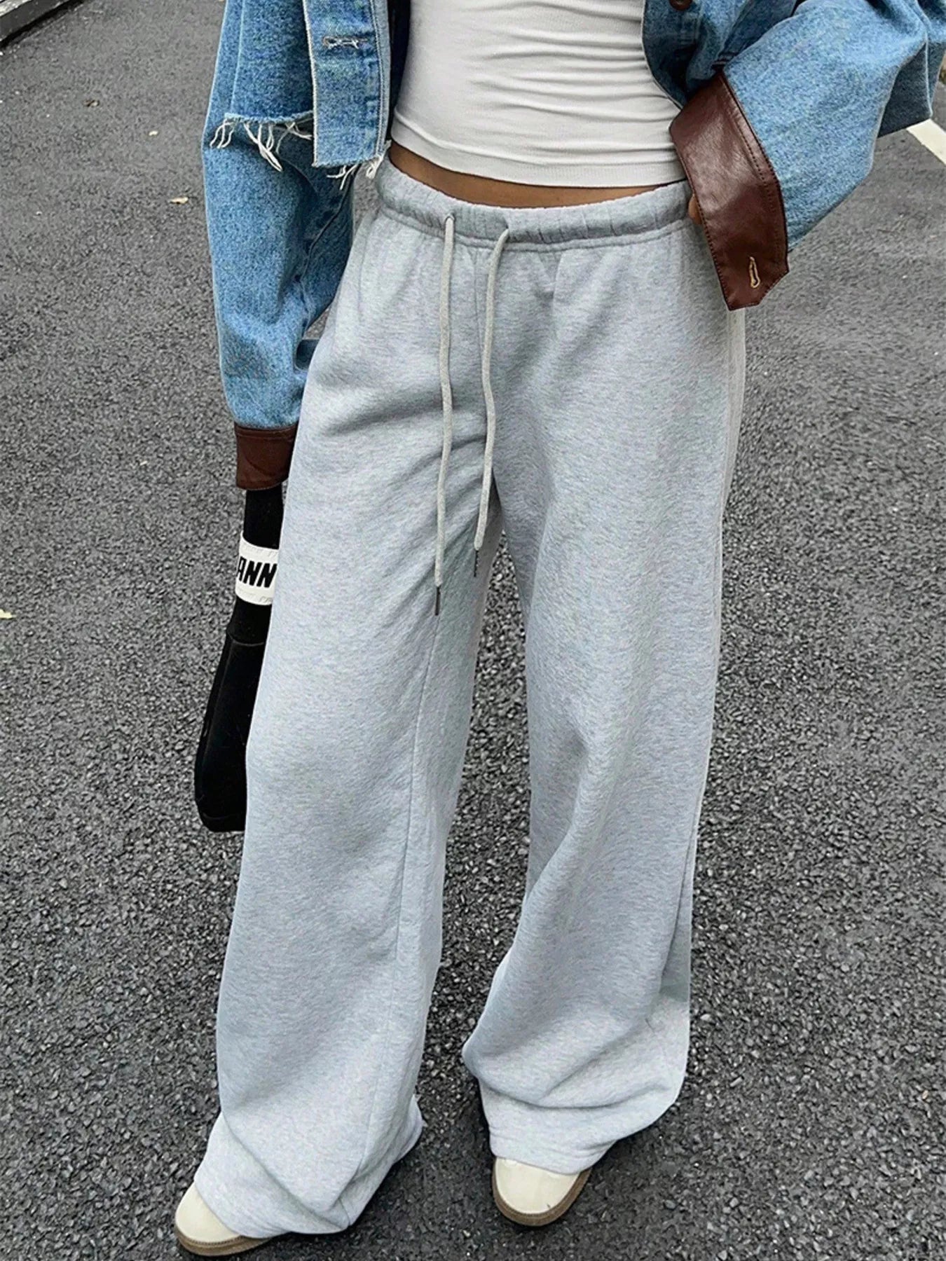 Wide Leg Drawstring Sweatpants - cas7m