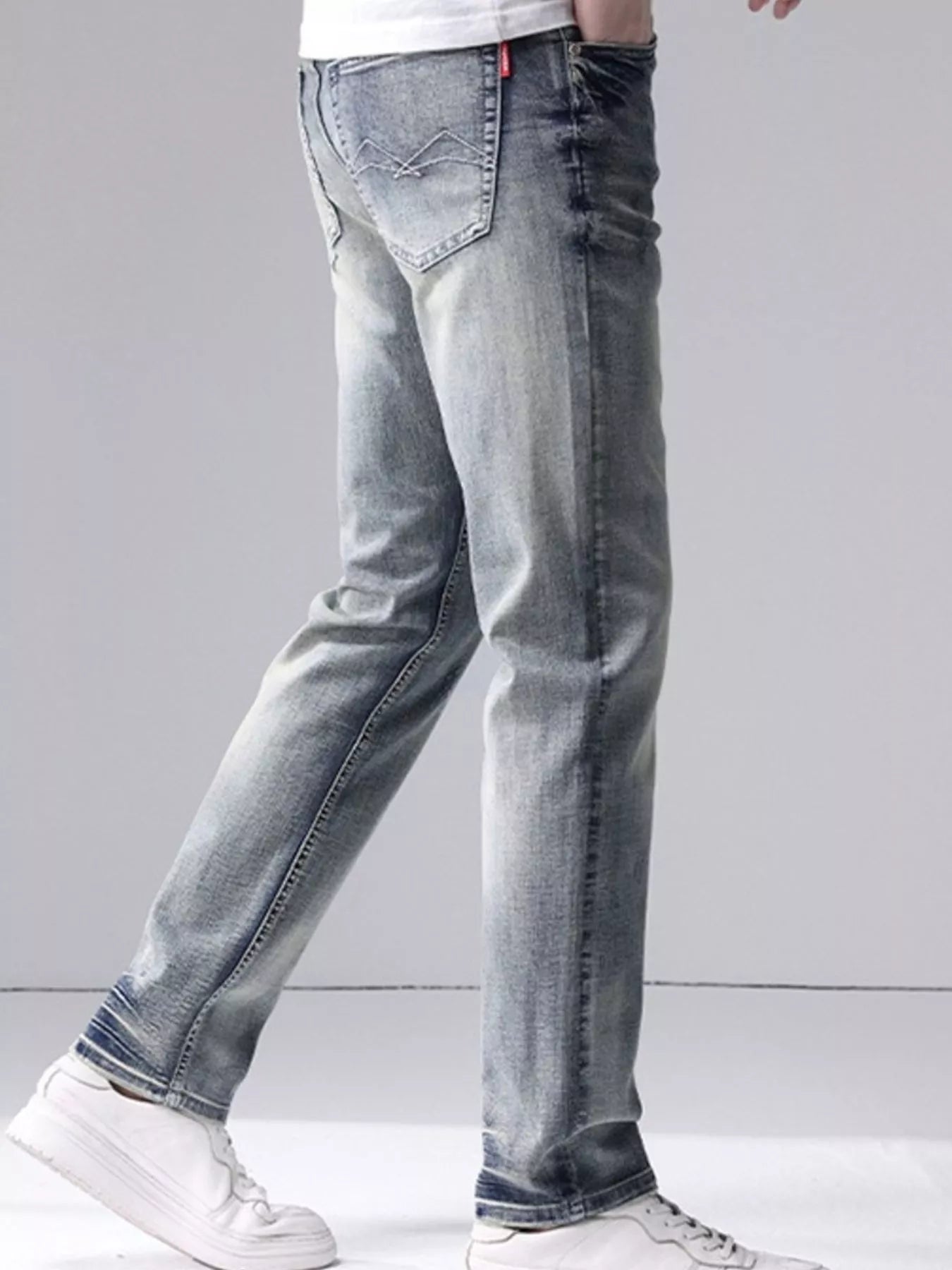 Men's Washed Slim Fit Jeans - cas7m