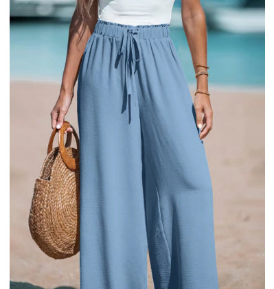 Women's Drawstring Loose Casual Wide-leg Trousers - cas7m