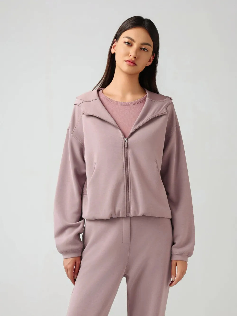 Millennia Zip Up Dropped Shouder Active Hooded - cas7m