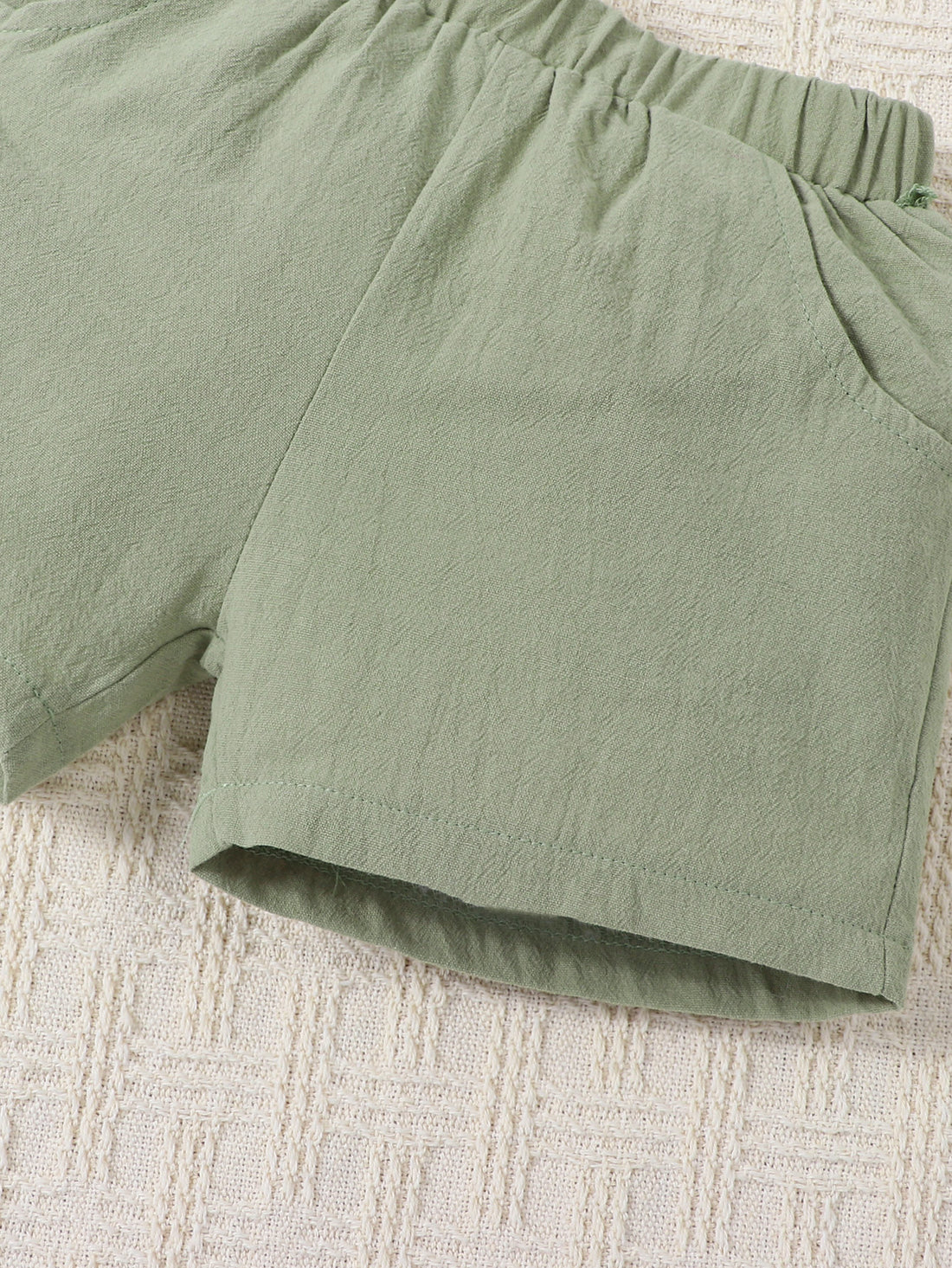 Boys' Summer Cotton And Linen Casual Short-sleeved Shirt And Shorts Suit - cas7m