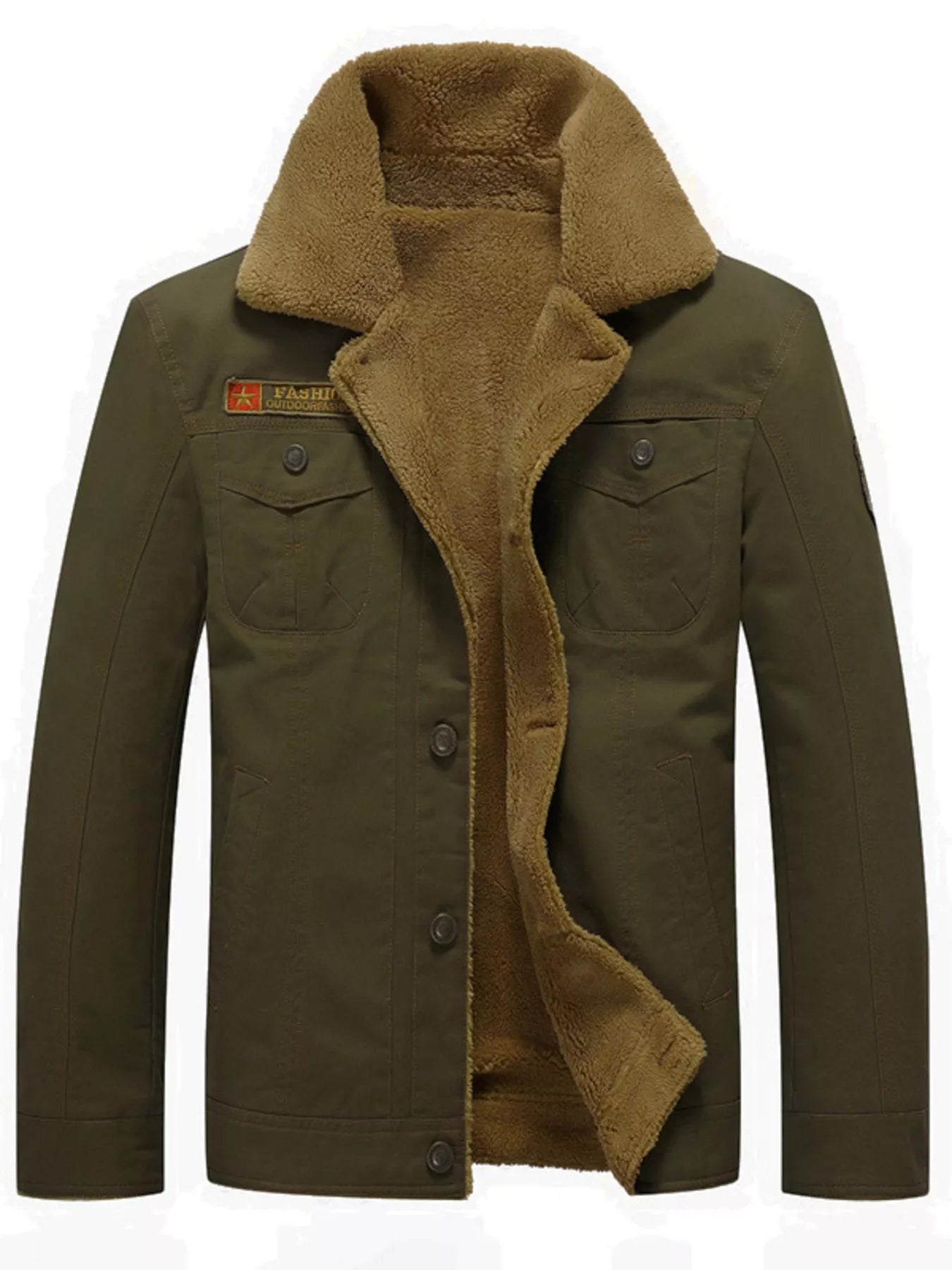 Men's Plus Size Button Up Fleece Lined Jacket - cas7m