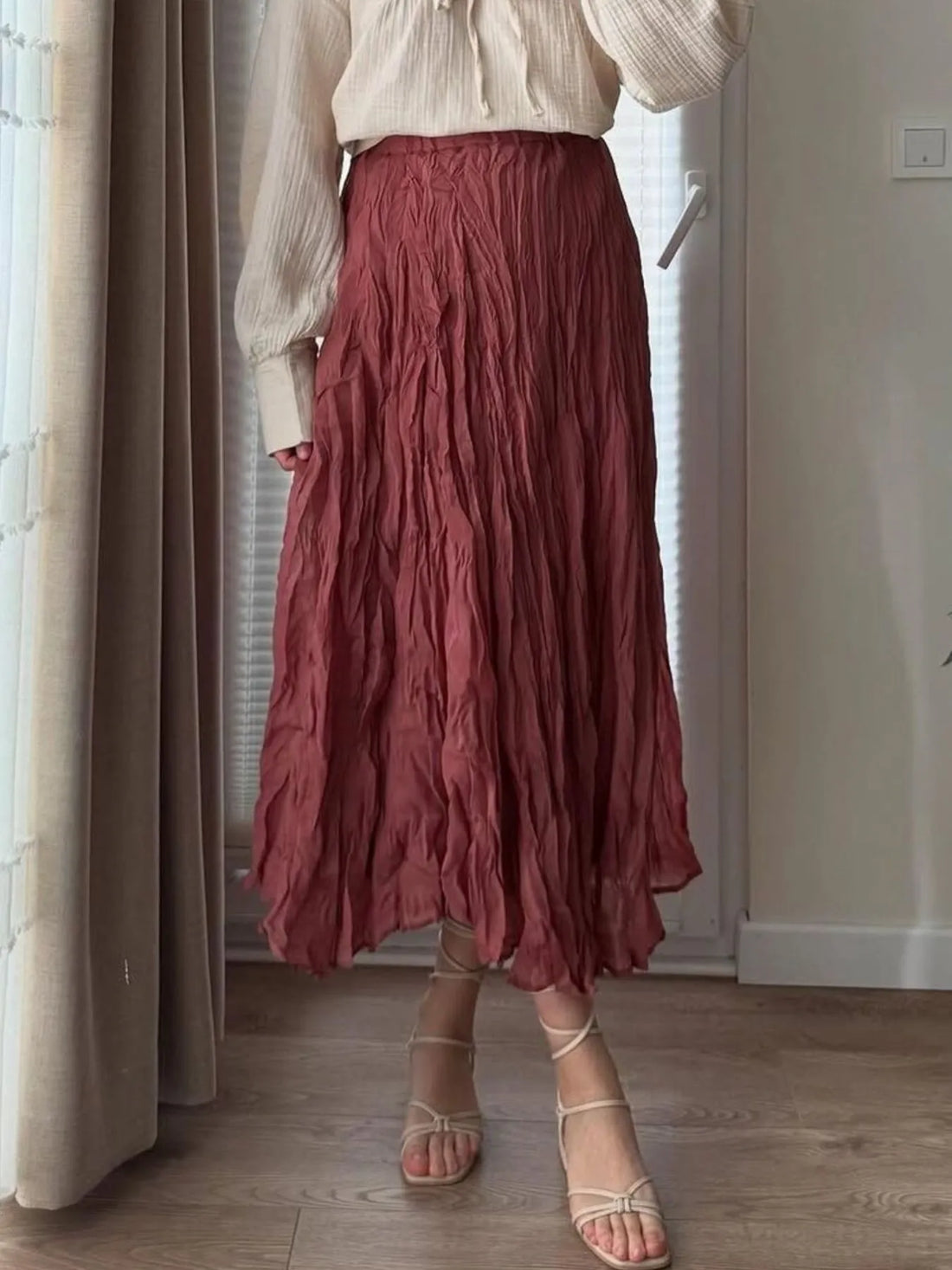 Ruched Elastic Waist Skirt - cas7m